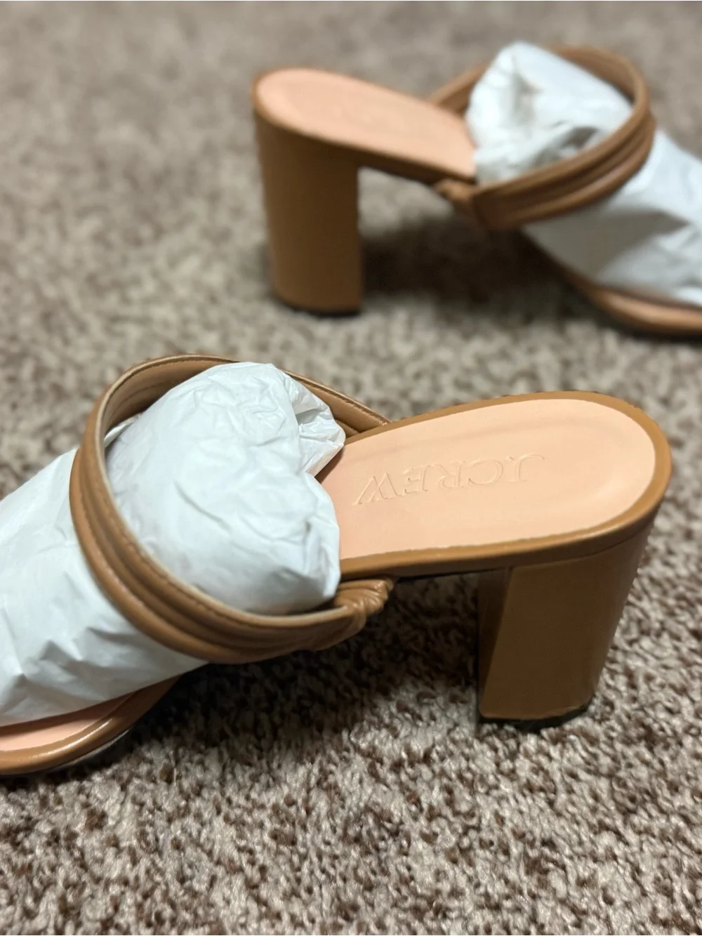 J. Crew Tan Block Heel Leather Mules
